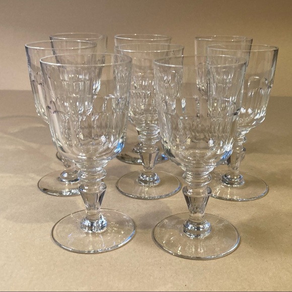 Antique small crystal white wine glasses set 8 good used condition - Picture 6 of 11